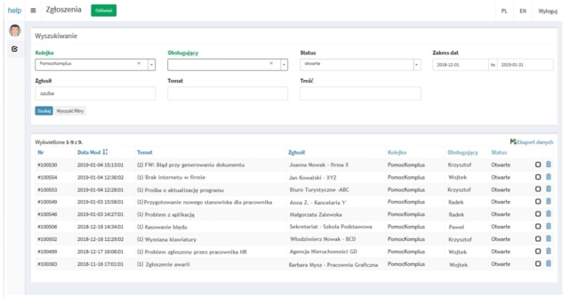 system helpDESK- Zgłoszenia