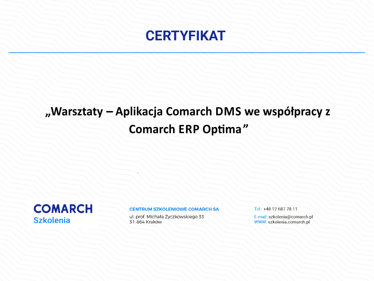 Szkolimy się – Comarch DMS we współpracy z ERP Optima